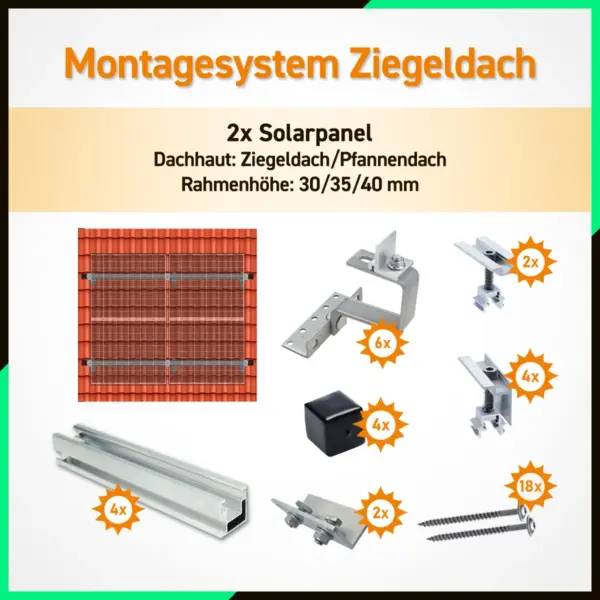 Komplett-Set-fuer-2x-Solarmodule-Ziegeldach-Versand