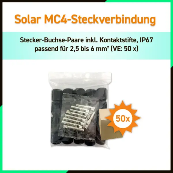 MC4 Solar PV Stecker Buchse KUKA CABLE 2,5-6mm²